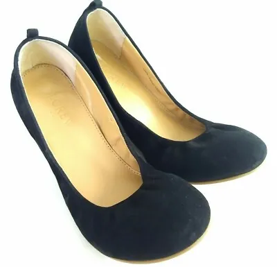 J.Crew Cece Womens Size 6 Black Walking Casual Slip On Ballet Flats Suede Shoes • $29.99