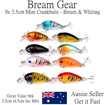 $12.45 • Buy 35mm Crank Baits Fishing Lures Shallow Hardbody Crankbait Bream And Bass 9 Pack