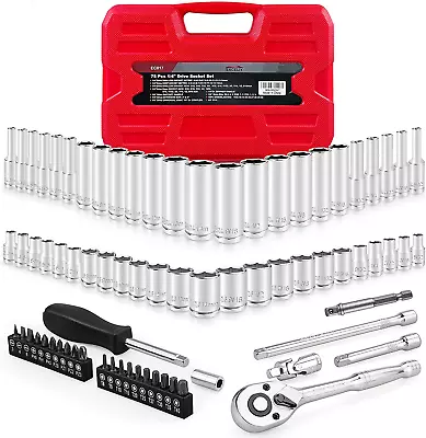 75Pcs 1/4  Drive Impact Master Socket Set Wrench Set With 1/4  Bit Adapter • $41.37