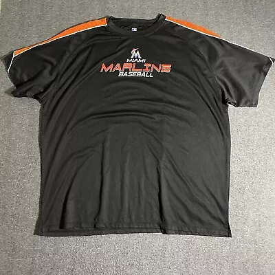 Majestic MLB Miami Marlins Coolbase Jersey T-shirt Black Mens 4XL Baseball Fan • $15