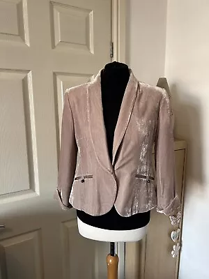 Marks And Spencer 12 Jacket Womens Velvet Long Sleeve Smart Blazer Holiday • £16.99