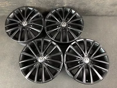 $895 • Buy (4) VW Volkswagen Jetta GLI Satin Black Powder Wheels Rims + Caps 17  Hol.69985