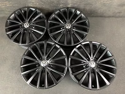 (4) VW Volkswagen Jetta GLI Satin Black Powder Wheels Rims + Caps 17  Hol.69985 • $895