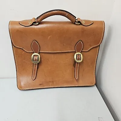 Vintage Leather Breifcase Front Straps Handle • $69.99