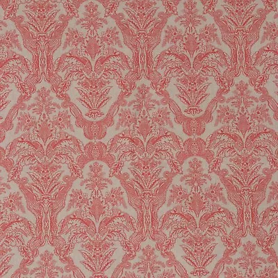 Siena Coral Damask Style Fabric 140cm Cotton Blend Classic Curtains Blinds • £1.79