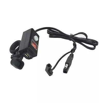 Black Waterproof Motorcycle SAE To USB Charger Voltmeter Cable Adapter Clamp F • $20.89