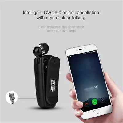 Wireless Bluetooth BT4.0 Headset Business Earphone Vibrating Clip On Earphone • $15.77