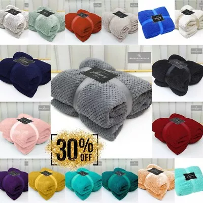£8.99 • Buy Luxury Popcorn Waffle Blanket Fleece Travel Throw Sofa Bed Warm Cosy Double King