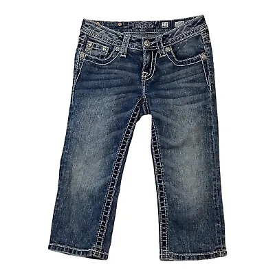 Miss Me Girls JK7503P Cuffed Capri Blue Denim Jeans Size 12 • $21.22