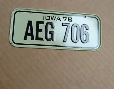 Collectible Miniature License Plate Bike Plate Early 1980s 4 1/2  Iowa 1978 • $1.99