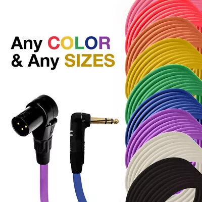 Right Angle 3-Pin XLR Male - Angled 1/4  TRS Balanced Cable Custom Length Color • $72.99