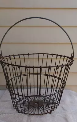 Heavy Steel Wire Antique Egg Basket.  11 Inches Tall X 14 Inches In Diameter. • $34.99