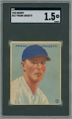 1933 Goudey #217 Frank Crosetti New York Yankees SGC 1.5 • $95.99