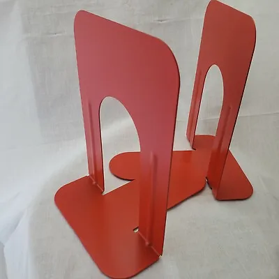 Metal Library Bookends Book Support Organizer Bookends Shelves Office Pair RED • $6.10