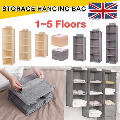 3/4/5 Layer Tidy Hanger Wardrobe Clothes Shoe Bag Hanging Storage Organiser  • £3.99