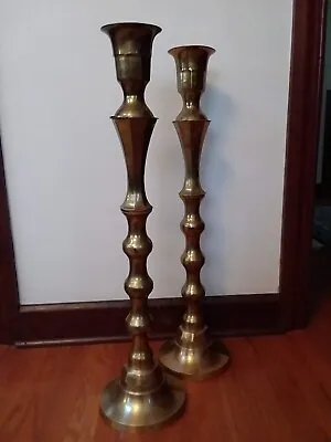 2 Vintage Large Brass Floor Candlesticks Church Altar Candle Holders 30” • $190