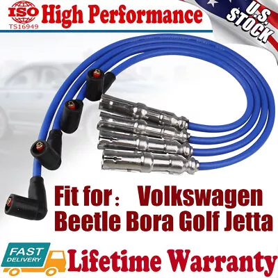 Set Of 4 Spark Plug Wires For VW Volkswagen Beetle Jetta Golf GTI City 2007-2010 • $20.59