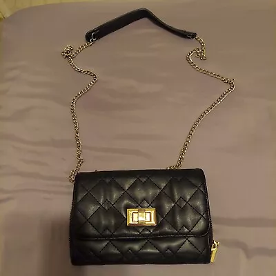 Mossimo Black Quilted Crossbody Purse - Faux Soft Leather And Chain Strap • $16.99