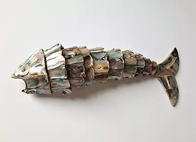 Vintage 8  Abalone Articulated Fish Bottle Opener Mexico Mother Of Pearl Unique! • $65