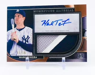 MARK TEIXEIRA 2021 TOPPS MUSEUM COLLECTION 3-COLOR GU PATCH AUTO /15 Yankees • $27.55