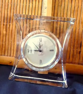 Mikasa Solitare Crystal  Clock / 5 1/2  X 4 1/2  /  Germany Quartz Clock / Works • $18