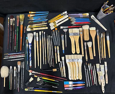 Vtg ARTIST PAINT BRUSH Lot Winsor Newton Oil Acrylic Natural Loew-Cornell 170+ • $341.89