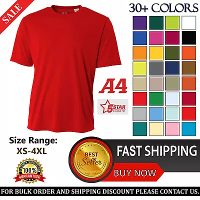 A4 Mens Dri-Fit Workout Running Cooling Performance Crew T-Shirt N3142 XS-4XL • $10.83