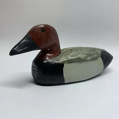 Vintage Handmade Solid Wooden Duck Decoy Redhead Drake Glass Eyes! • $10