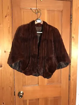Vintage Real Fur Dark Brown Mink Capelet M/Lg Teddy Bear Soft Fur • $249.99