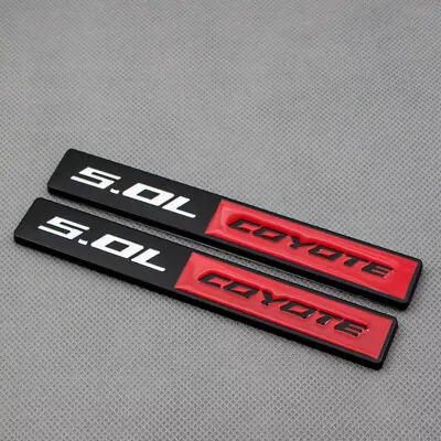 $12.99 • Buy 2Pcs Black Metal 5.0L Coyote V8 Engine Door Fender Badge GT Emblem 3D Sticker