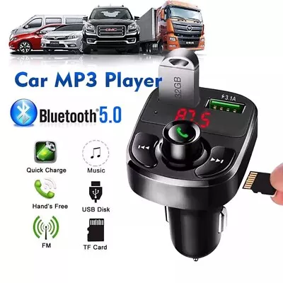 Car Mp3 Player Dual Usb Fast Charger Fm Bluetooth Receiver & Transmitter Car Kit • £6.99