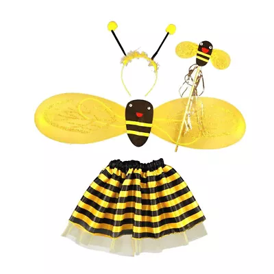 4Pcs Child Girls Bee Costume Bugs Party Fancy Dress Kids Halloween Wand Set • £7.43