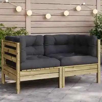 VidaXL Garden Sofa Corner With Cushions Impregnated Wood Pine • £95.13