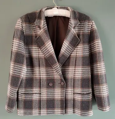 Tartan Check Blazer Coat Jacket 100% Wool James Pringle Of Inverness Size 16 • £25