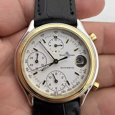 Baume & Mercier CHRONOGRAPH BAUMATIC REF 6103 White Dial Men's Watch 37mm • $700