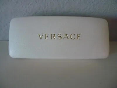 VERSACE Eyeglass/Sunglass Hard Clamshell Case White Faux Leather Gold Logo • $9.99