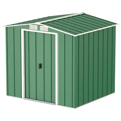 BillyOh 6ft X 6ft Metal Garden Shed Partner Eco Apex Roof Metal Shed - Green • £261