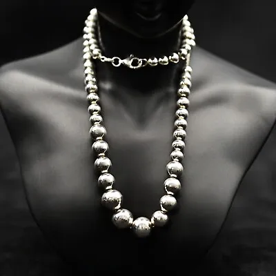 Italy Designer Original Vintage .925 Sterling Silver Pearl Beaded Ball Necklace • $227.50