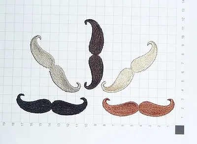 £3 • Buy Embroidered Handlebar Moustache/Tash Motif / Patch / Badge / Applique