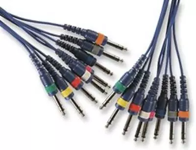 8Way 6.35mm 1/4  Stereo Jack Plug To Plug Loom Plug 1.5m Audio Adapter Cable • £37.98