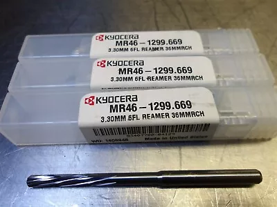 3 NEW! Kyocera 3.3mm (.1299 ) Carbide Reamer 6FL Spiral 4mmSHK MR46-1299.669 • $10