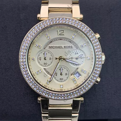 Michael Kors MK5354 Parker Glitz Ladies Gold Tone Bracelet Analog Women's Watch • $97