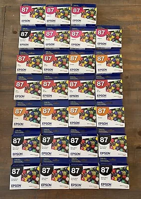 Lot Of 48 Genuine Epson 87 Ink Cartridges Black Orange Yellow Magenta  - Expired • $99.98