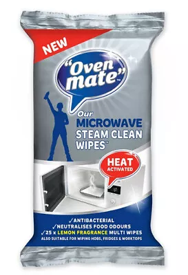£4.79 • Buy Oven Mate Heat Activated Microwave Steam Clean Wipes Pack Of 25 Lemon Fragrance