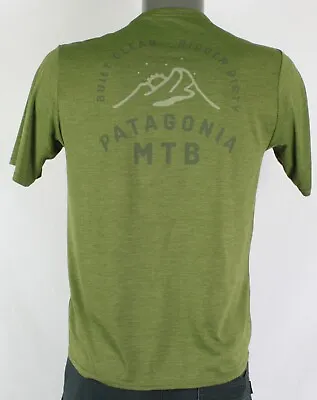 Patagonia MTB Build Clean Ridden Dirty Green Lightweight Jersey T-Shirt Mens S • $24.99