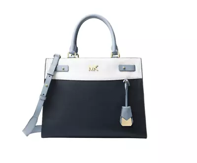 Michael Kors Reagan Blue And White Colorblock Tote With Magnetic Closure • $159.20