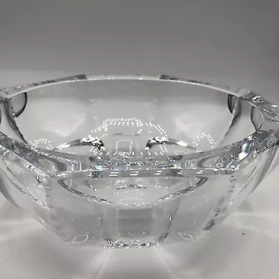 LARGE Faberge Signed Crystal Bowl 8 Lbs.  1” Thick. Diameter 10”.  Near Flawless • $795