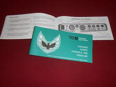 1970 Pontiac Firebird Esprit Trans Am Formula 400 Owner's Manual / '70 Book • $15.99