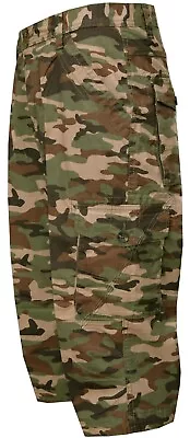 Camo Cargo Shorts Ripstop 3/4 Length Camouflage Summer Cargo Combat W/ 7 Pockets • £12.99