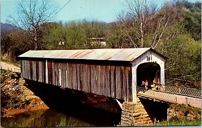 Postcard Washington Co. Marietta Ohio Cow Run Covered Bridge Little Muskingum Rv • $5.50